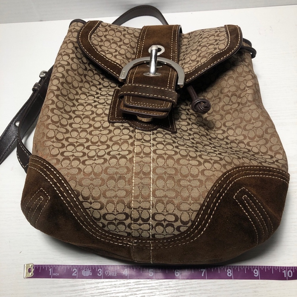 Coach 9764 SMALL Soho Brown Signature C Canvas Backpack w/Suede Trim - Picture 13 of 13